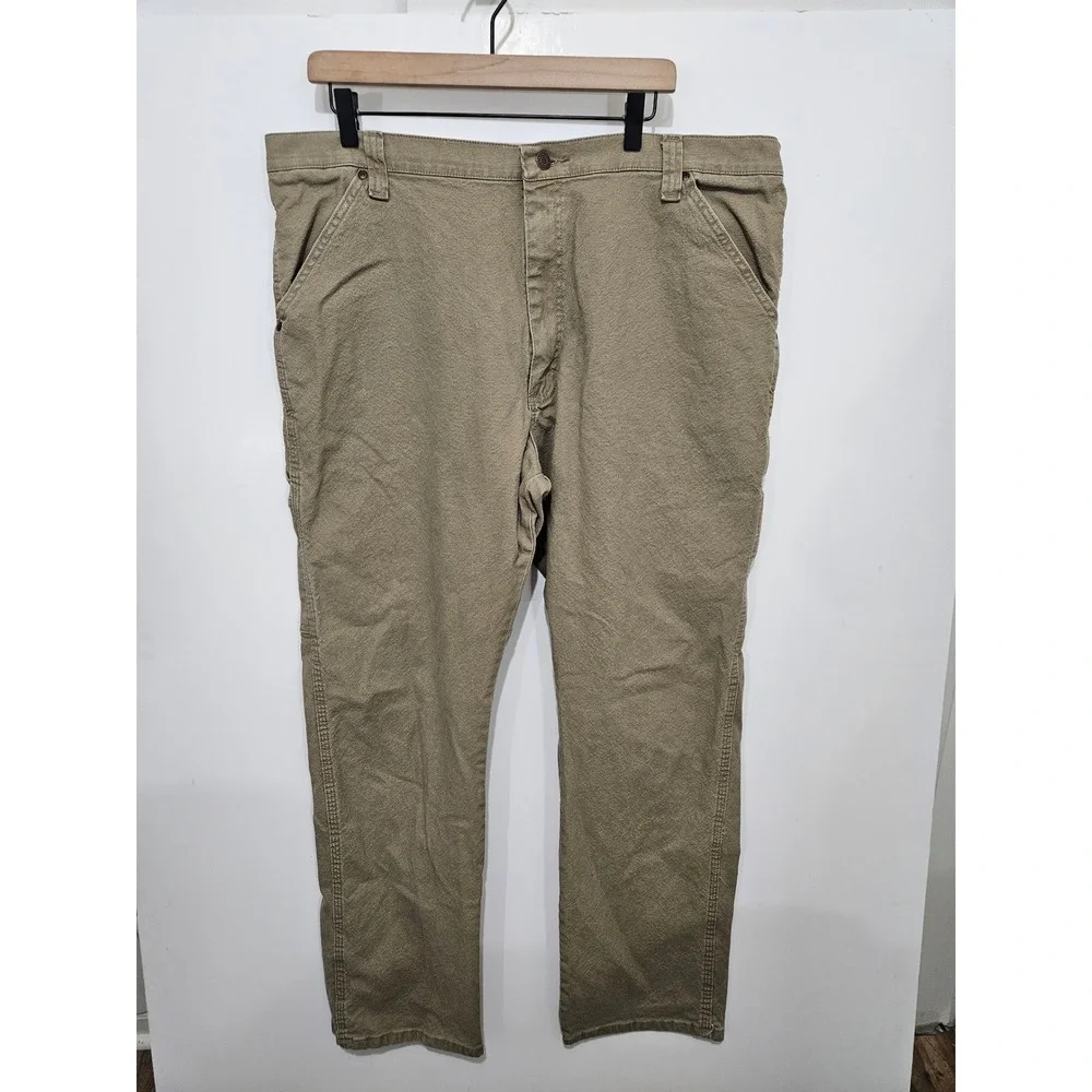Wrangler Mens Carpenter Pants Khaki Tan Canvas Workwear 1094LXWCK 38x32